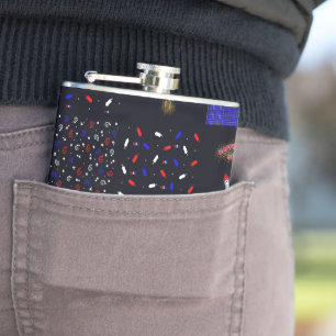 Fourth of July Patchwork Pattern - July 4th Hip Flask