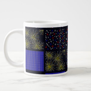 Fourth of July Patchwork Pattern - July 4th Large Coffee Mug