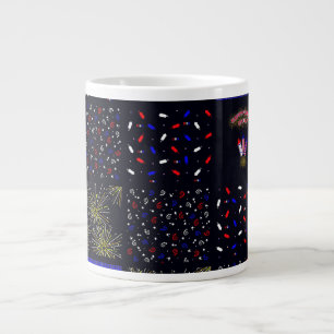 Fourth of July Patchwork Pattern - July 4th Large Coffee Mug