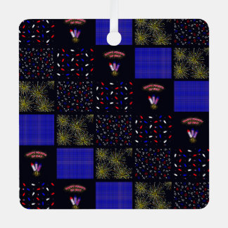 Fourth of July Patchwork Pattern - July 4th Metal Tree Decoration