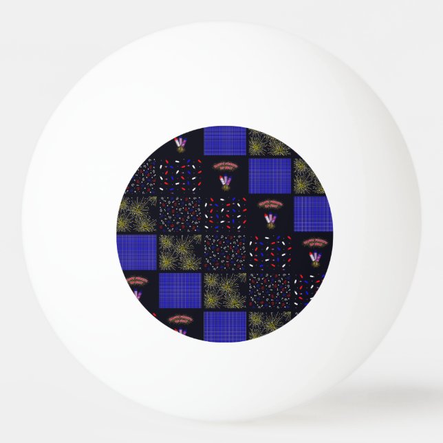 Fourth of July Patchwork Pattern - July 4th Ping Pong Ball (Front)
