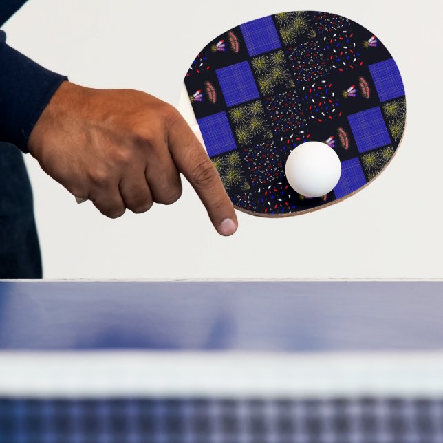 Fourth of July Patchwork Pattern - July 4th Ping Pong Paddle (Insitu)