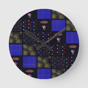 Fourth of July Patchwork Pattern - July 4th Round Clock
