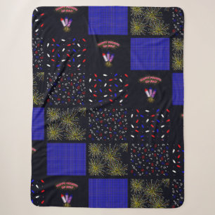 Fourth of July Patchwork Pattern - July 4th Sherpa Blanket