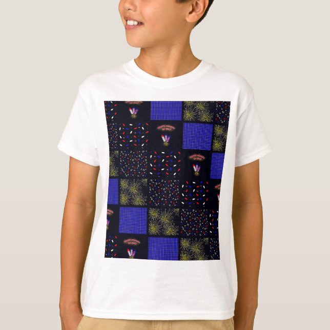 Fourth of July Patchwork Pattern - July 4th T-Shirt (Front)