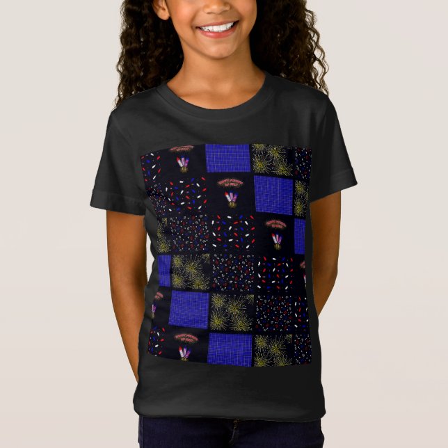 Fourth of July Patchwork Pattern - July 4th T-Shirt (Front)