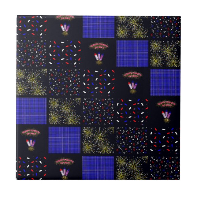 Fourth of July Patchwork Pattern - July 4th Tile (Front)