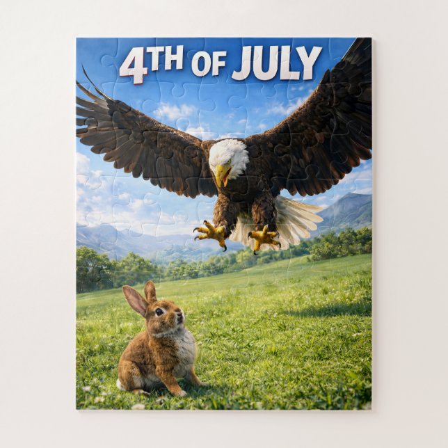 Fourth of July, patriotic eagle and bunny jigsaw p Puzzle (Vertical)
