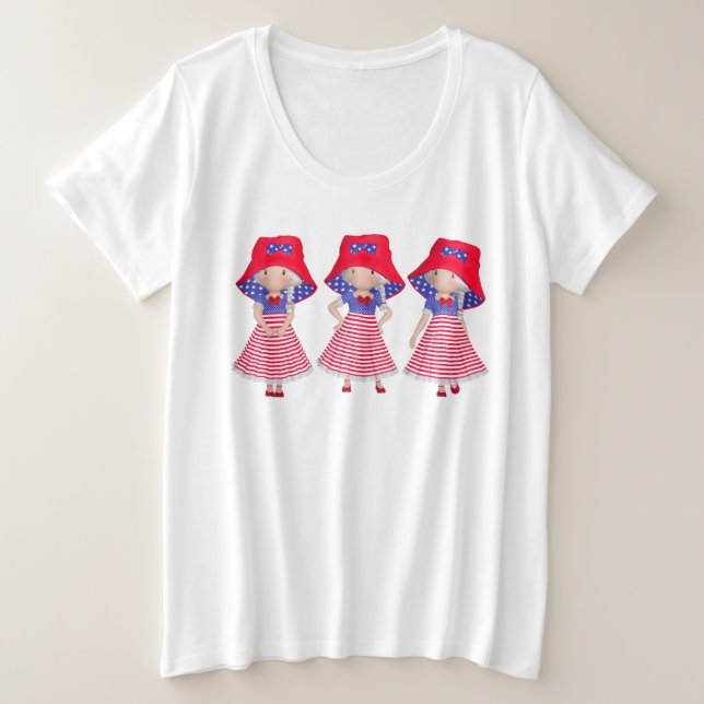 Fourth of July Plus Size t-shirt  with Dolls (Design Front)