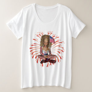 Fourth of July Plus Size t-shirt with Flag