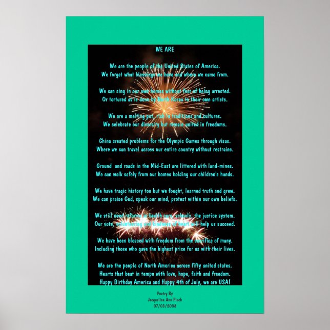 Fourth Of July Poetry Poster (Front)