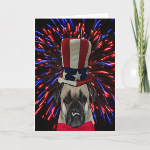 Fourth of July Pug and Fireworks Card