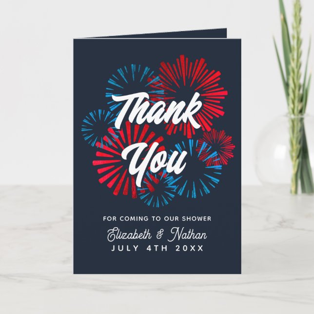 Fourth of July Red White and We Do Couples Shower Thank You Card (Front)