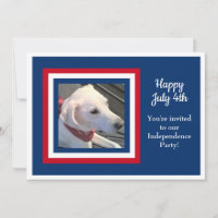 Fourth of July Red White Blue Photo Invitation