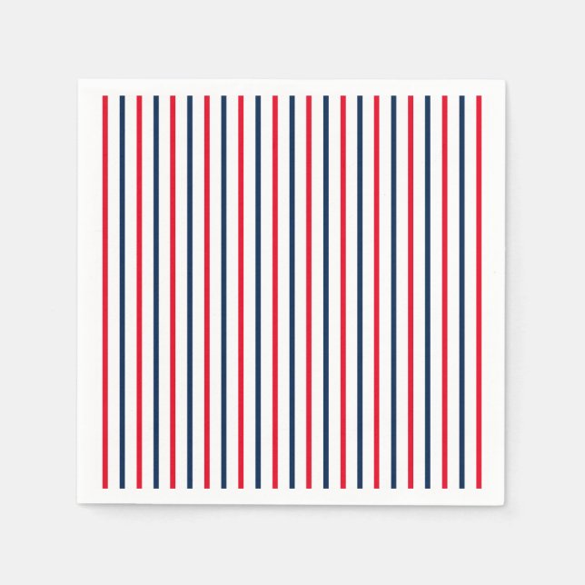 Fourth of July red white blue stripes patriotic Napkin (Front)
