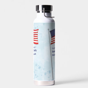 Fourth of July Red White Blue Watercolor Flag Water Bottle