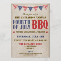 Fourth of July rustic red white blue fireworks