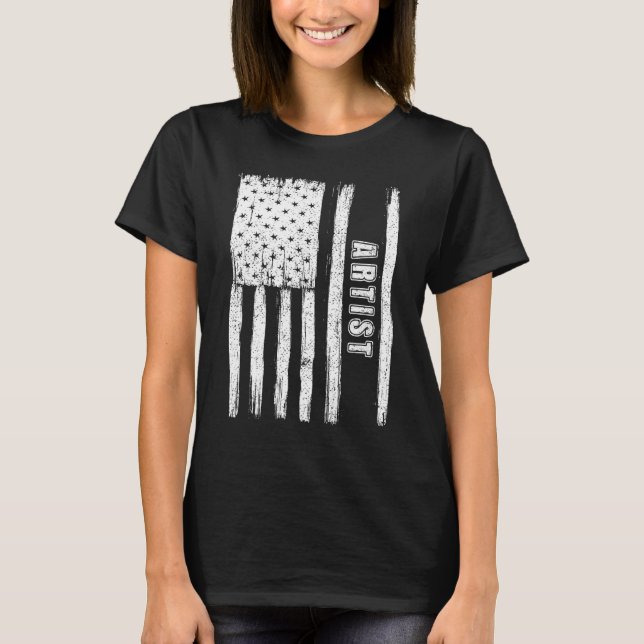 Fourth of July Shirts for Men American Flag Artist (Front)