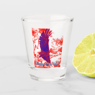 Fourth of July shot glass w Bald Eagle