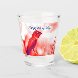 Fourth of July shot glass w Hummingbird