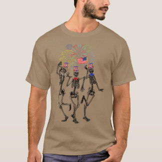 Fourth of July Skellies Skeletons Dancing With Ame T-Shirt