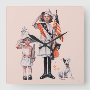 Fourth of July Square Wall Clock