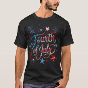 Fourth of July stars and firework American Flag US T-Shirt