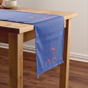 Fourth of July Stars Blue Long Table Runner