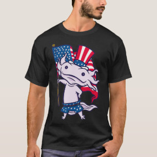 Fourth of July USA Patriotic 4th of July Aolotl T-Shirt