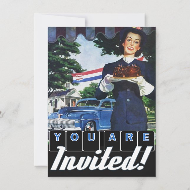 Fourth of July Vintage Classic Car Party Invitation (Front)