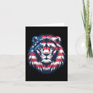 Fourth Of July Vintage Patriotic Lion American Fla Card
