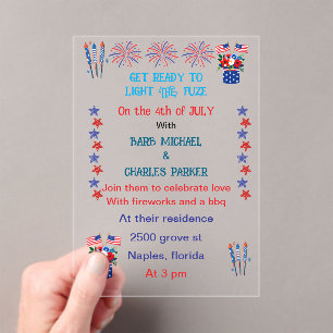 Fourth of july wedding invitation flag colours