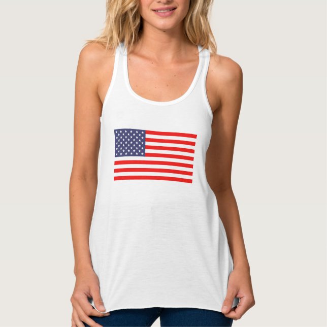 Fourth of July women's tank top with American flag (Front)
