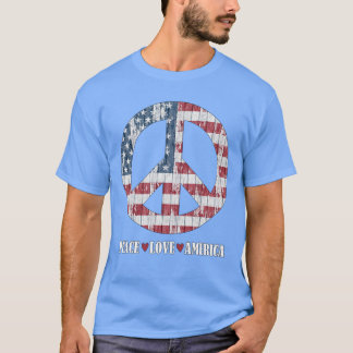 Fourth th of July American Flag Peace TShirt