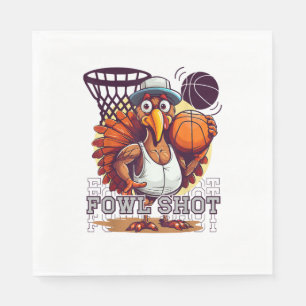 Fowl shot -Happy Thanksgiving Funny Turkey Basketb Napkin