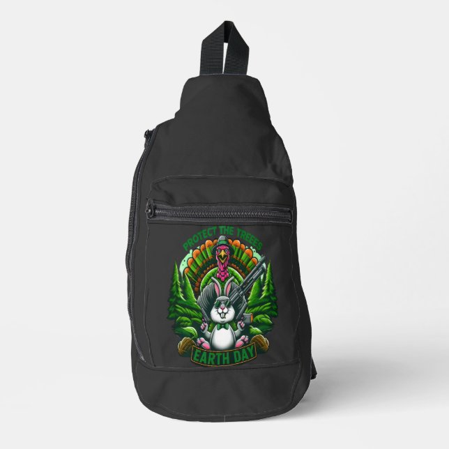 Fowl Vs. Fur: Feathery Showdown Sling Bag (Front)