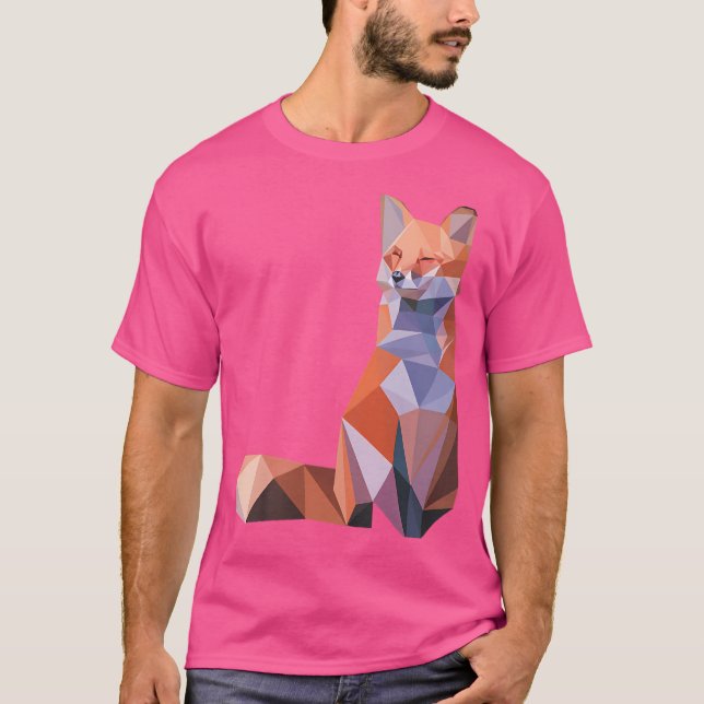 Fox Abstract Polygon Art Cool Geometric Wild Anima T-Shirt (Front)