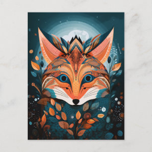 Fox Abstract Surreal Modern Boho Fantasy Art Postcard