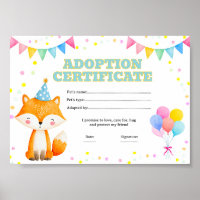 Fox adopt a pet certificate editable