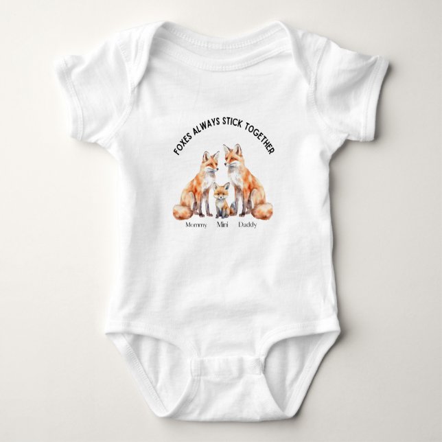 Fox always stick together - baby bodysuit (Front)