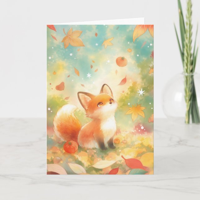 Fox Amidst Autumn Charm Card (Front)