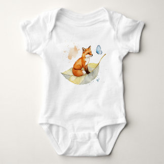 Fox and a butterfly Baby Bodysuit