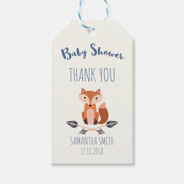 Fox and Arrows Baby Shower Gift Tag (Front)