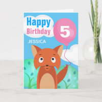 Fox and Balloon Kids Personalised Birthday Any Age