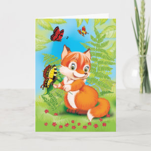 fox and butterfly card