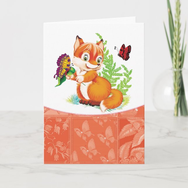 fox and butterfly card (Front)