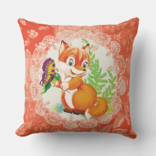 fox and butterfly cushion