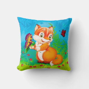 fox and butterfly cushion