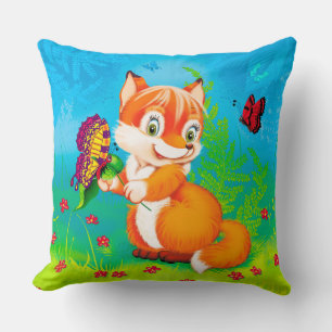 fox and butterfly cushion
