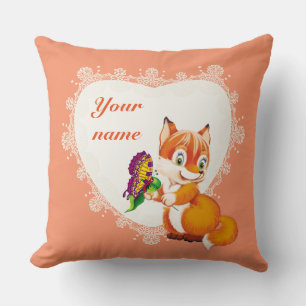 fox and butterfly cushion